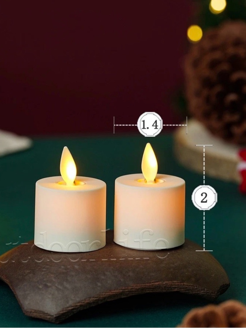 Set of 4 Luminara Flameless Tea Lights with Moving Wick Remote & Timer 1.4" X 2"